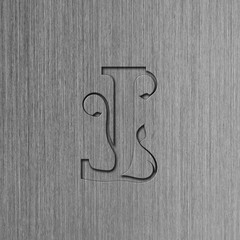 Brushed steel with the letter A texture with the letter J