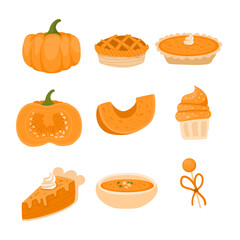 Pumpkin spice icons set