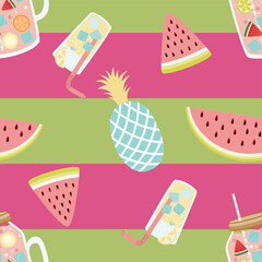 Seamless tartan plaid pattern in Colorful Summer and Fruit Juices