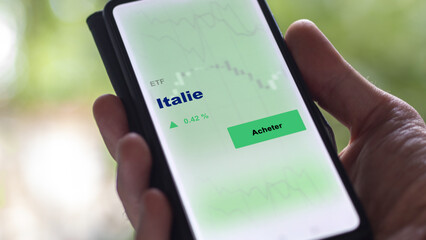 Investir dans un fonds etf italie ITALIE sur un écran. Graphique, courbes, chandelles d'ETF.