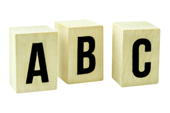 Symbolik mit A B C Buchstaben  Hintergrund transparent