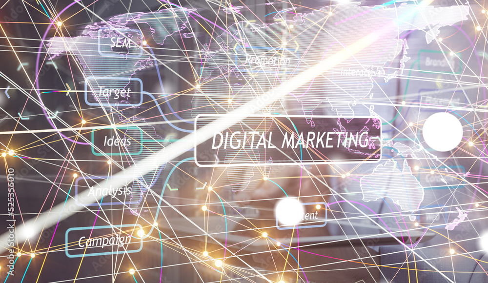 Poster conference digital network and data concept 3d