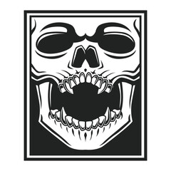 skull vector illustration in square 
