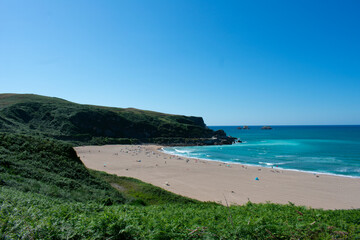 Panorama of the beach of Usgo in cantabria, noth of spain