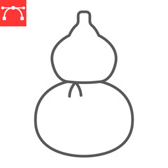 Gourd calabash line icon, chinese bottle and drink, calabash vector icon, vector graphics, editable stroke outline sign, eps 10.
