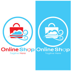 e-commerce logo shopping bag and online shopping cart and online shop logo design with modern concept