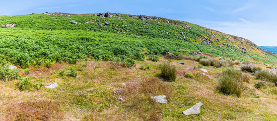 A view across the top of the Bamford Edge escarpment in summertime