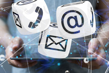 Hand with an email icon 3d