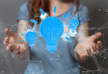 lamp idea holding in hand 3d