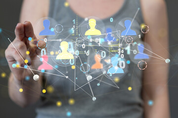 Neural network concept. Connected cells with links.