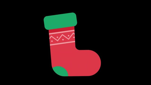 Icon animation of a red wool Christmas sock