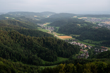 Fototapeta na wymiar View of the Zurich country side taken from Uetliberg mountain in Switzerland