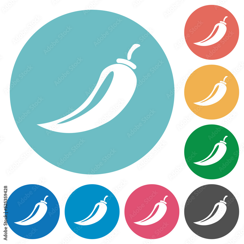 Poster chili pepper flat round icons