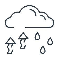 Simple line icon cloud, precipitation and evaporation, vector isolated illustration, climate and ecology design element.