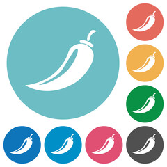 Chili pepper flat round icons