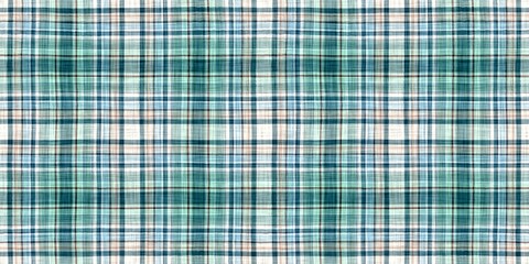 Teal rustic coastal beach house border check fabric tile. Seamless sailor flannel edging trim textile. Gingham rustic banner ribbon endless tape.