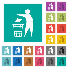 Tidy man square flat multi colored icons