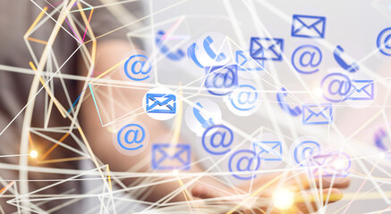 Hand with an email icon 3d