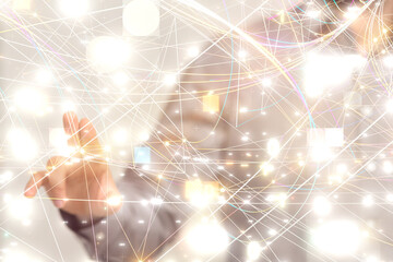 Neural network 3D illustration. Big data and cybersecurity