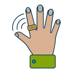 Obraz premium Gesture control handheld use vector icon design, Wearable technology symbol, Personal Internet of Things Sign, tech togs stock illustration, Smart ring Concept