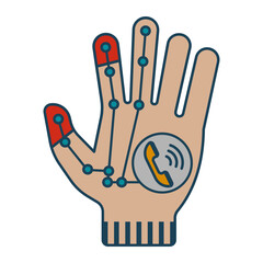 Microchip implant vector icon design, Wearable technology symbol, Personal Internet of Things Sign, tech togs stock illustration, Controlling connected devices with finger Gestures Concept
