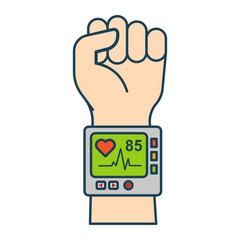 Pulse Heart Beat Gadgets vector icon design, Wearable technology symbol, Personal Internet of Things Sign, tech togs stock illustration, Blood Oxygen Monitor Device Concept