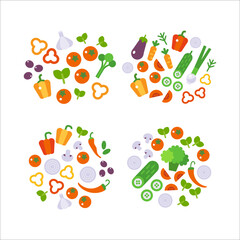 Fresh Vegetables Food flat illustration isolated on white. Healthy lifestyle