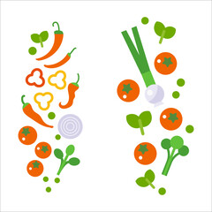 Fresh Vegetables Food flat illustration isolated on white. Healthy lifestyle