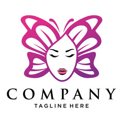 Woman Face Butterfly Logo Design