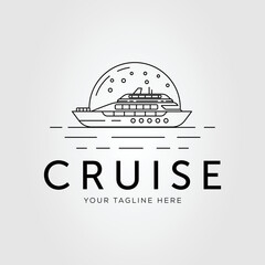 cruise or yacht or ship on ocean logo vector illustration design