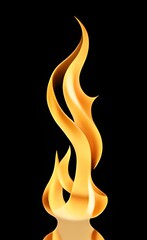 Fire flames isolated on black background. Fire movement. Gaming asset RPG. Burning logo