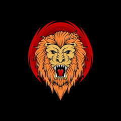 Lion head logo illustration design black background