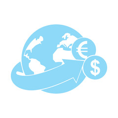 Arrow wrapped around the earth. Remittances icon symbol