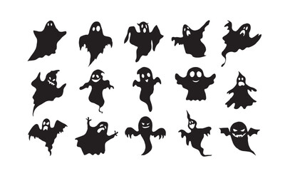 Halloween silhouette monster character set designs 