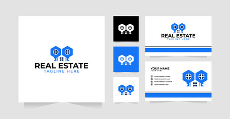 Home key or real estate vector template logo
