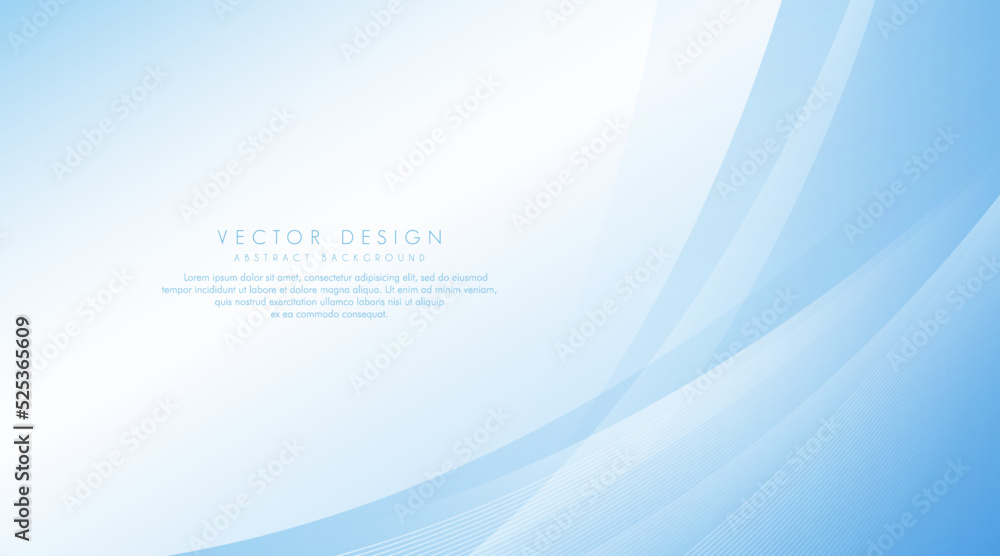 Wall mural abstract light blue and white curve background with lines pattern. modern banner design with copy sp