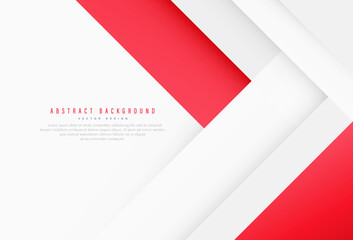 Abstract red and white background with geometric shape overlap layers. Modern banner template design with copy space for text. Suit for banner, cover, poster, web, corporate, brochure, card, flyer