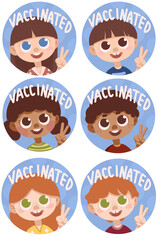 Vaccinated stickers and pins for kids 