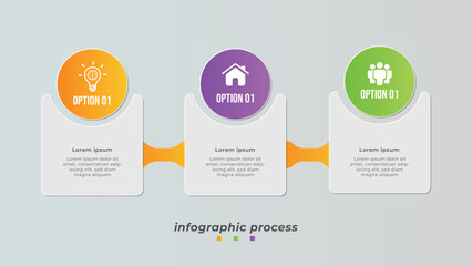 Gradient business timeline infographic element with 3 option
