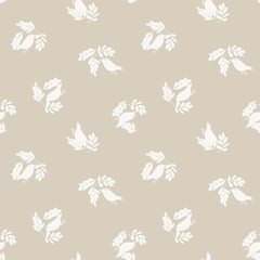 Tropical Leaf and sparrows Seamless Pattern Design