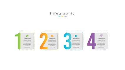 4 step number style timeline infographic design