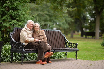 Fototapeta premium Happy senior woman and man in park