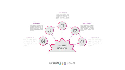 Minimal business infographic element and creative presentation design with 5 option