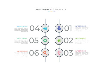 Minimal 6 step business infographic element and creative presentation design