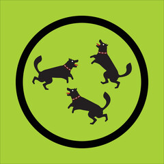 Circle three dog animal logo
