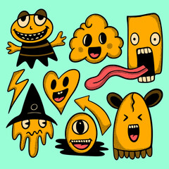 collection set hand drawn monster cute illustration colorful free vector