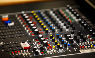 Sound mixer control panel stock photo