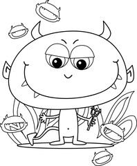Funny devil in the hell, Halloween clipart