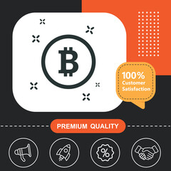 Bitcoin icon. With orange and black background