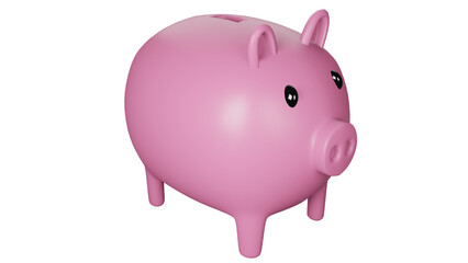 3D render Pink piggy bank isolated.